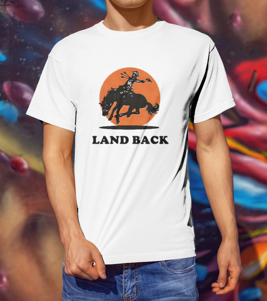 Krime Land Back Cowboy Silhouette With Orange Circle T-Shirt