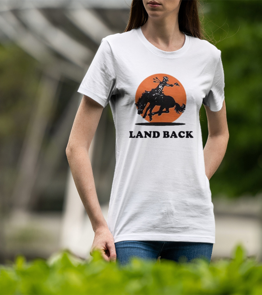 Krime Land Back Cowboy Silhouette With Orange Circle T-Shirt