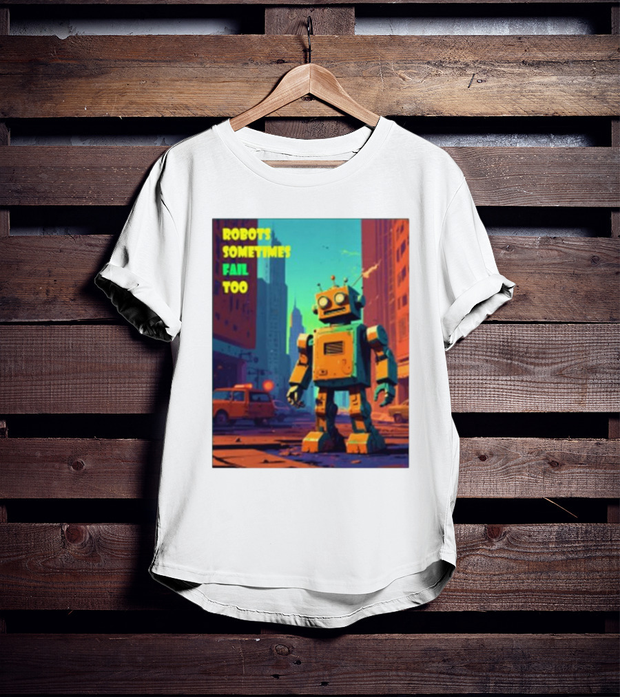 Robots Sometimes Fail Too Urban Cityscape Scene T-Shirt