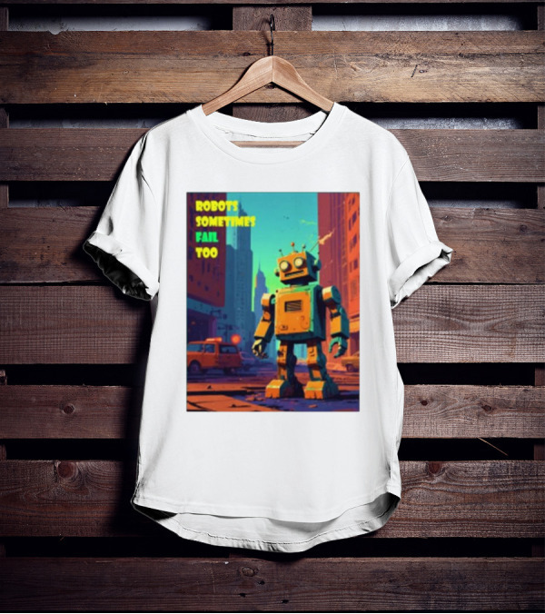 Robots Sometimes Fail Too Urban Cityscape Scene T-Shirt