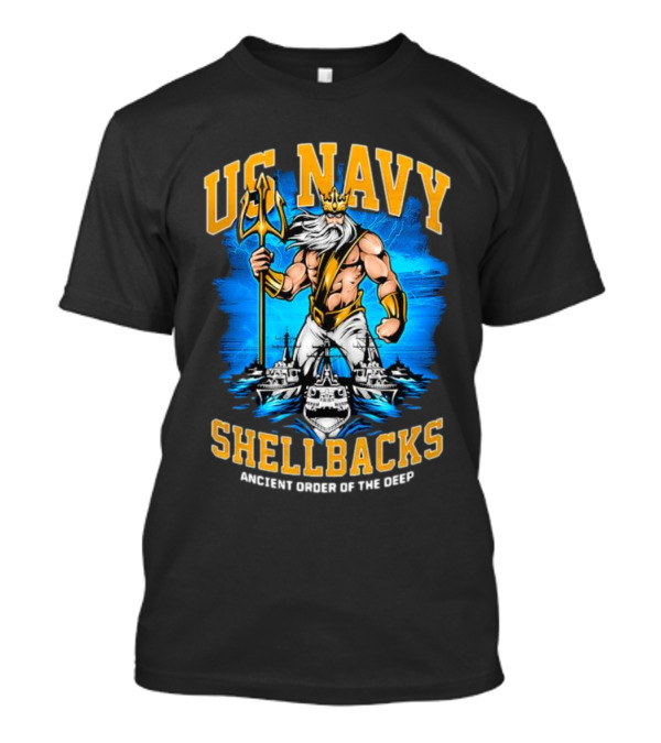 US Navy Shellbacks Poseidon Ancient Order Of The Deep With Battleship T-Shirt