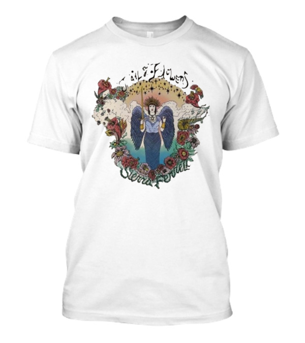 Sierra Ferrell Trail Of Flowers Angelic Winged Figure Surrounded By Floral Frame T-Shirt
