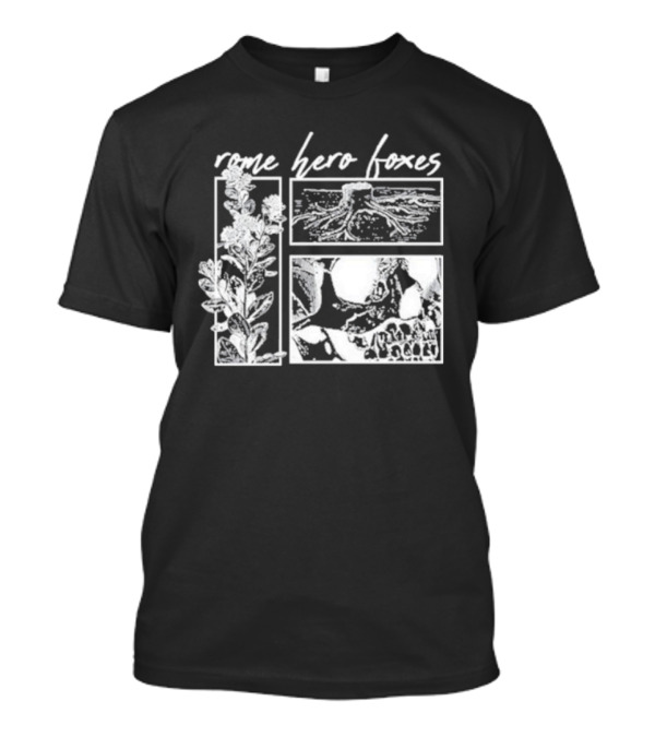 Rome Hero Foxes Floral And Skull Roots T-Shirt