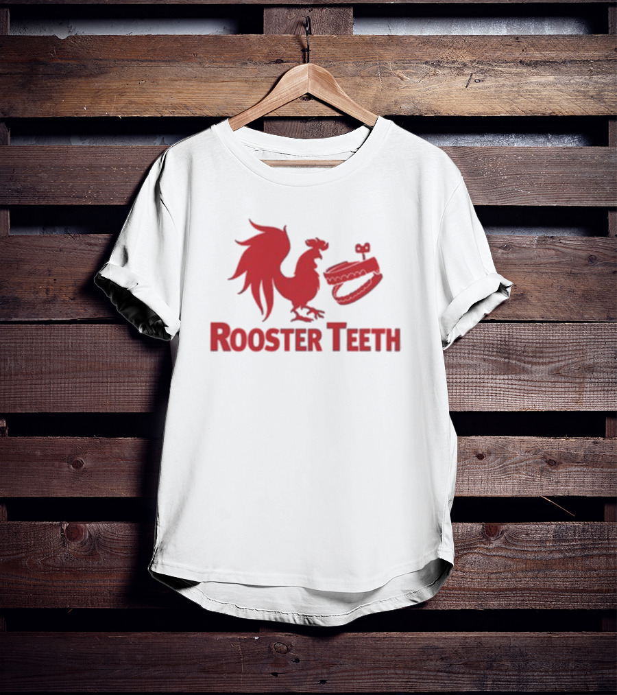 Rooster Teeth Red Rooster And Wind-Up Chattering Teeth T-Shirt