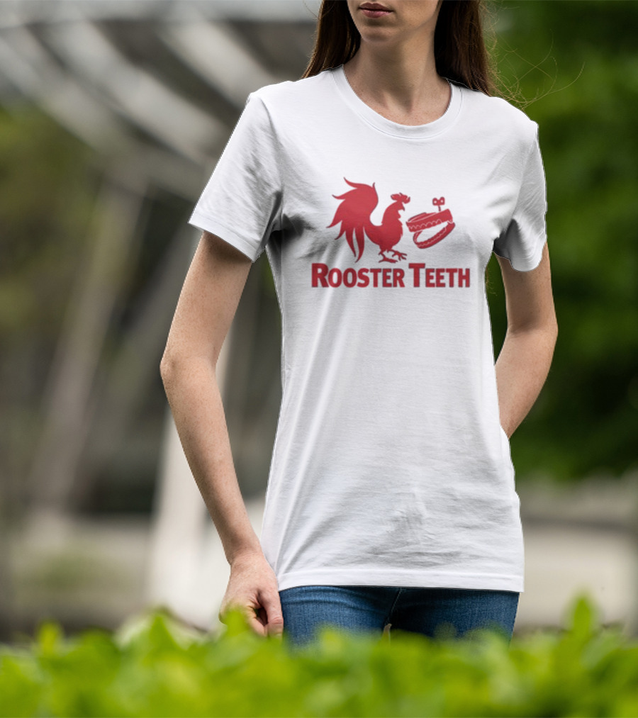 Rooster Teeth Red Rooster And Wind-Up Chattering Teeth T-Shirt