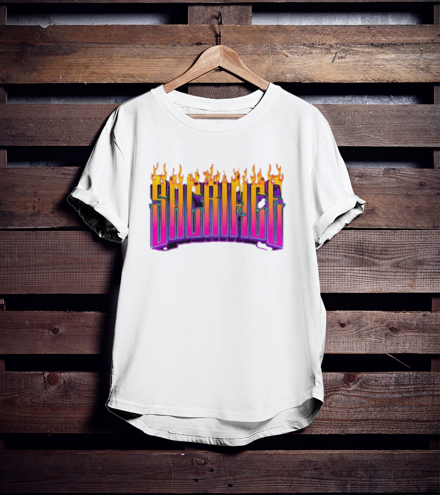 Sacrifice Hades Sunset Flame Text T-Shirt