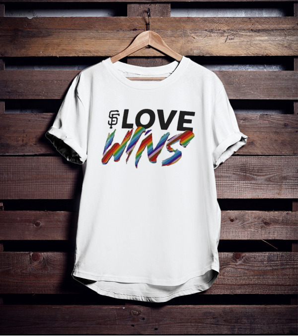 San Francisco Giants Love Wins Rainbow Text Fanatics Branded T-Shirt