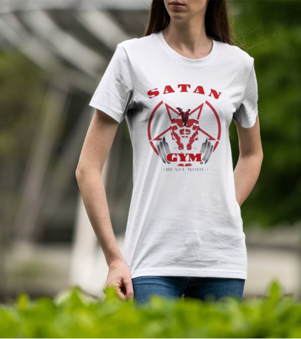 Satan Gym Beast Mode Pentagram Demon Weightlifting T-Shirt