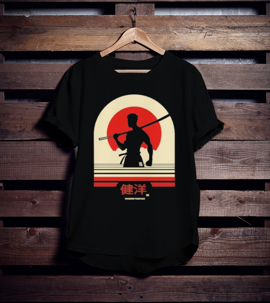 TAKEHIRO TOMIYASU 18 Retro Japanese Samurai T-Shirt