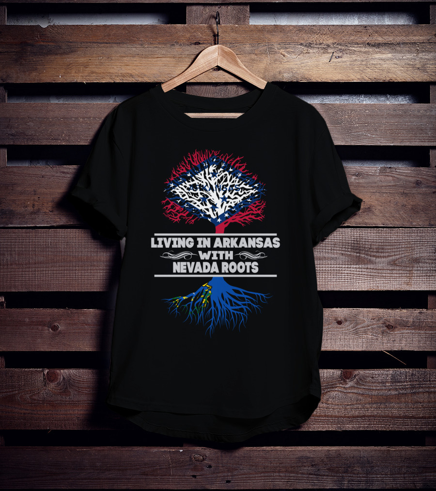 Living In Arkansas With Nevada Roots Arkansas Flag Tree T-Shirt