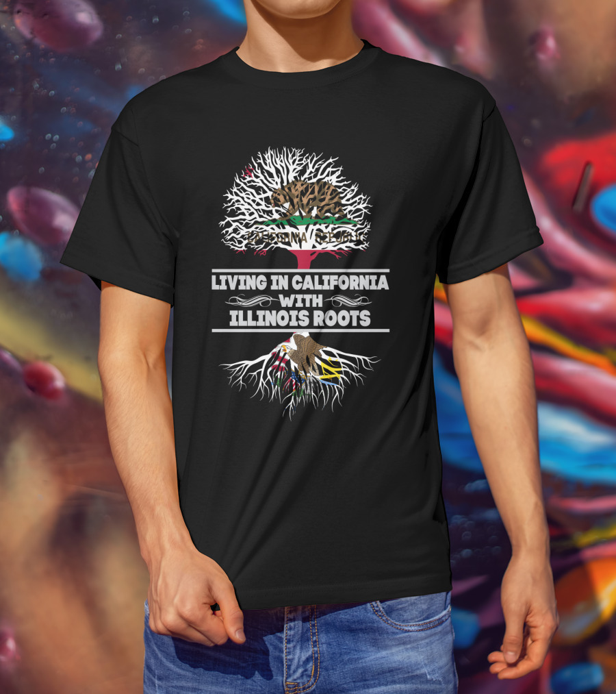 California Republic Bear Living In California With Illinois Roots Eagle T-Shirt