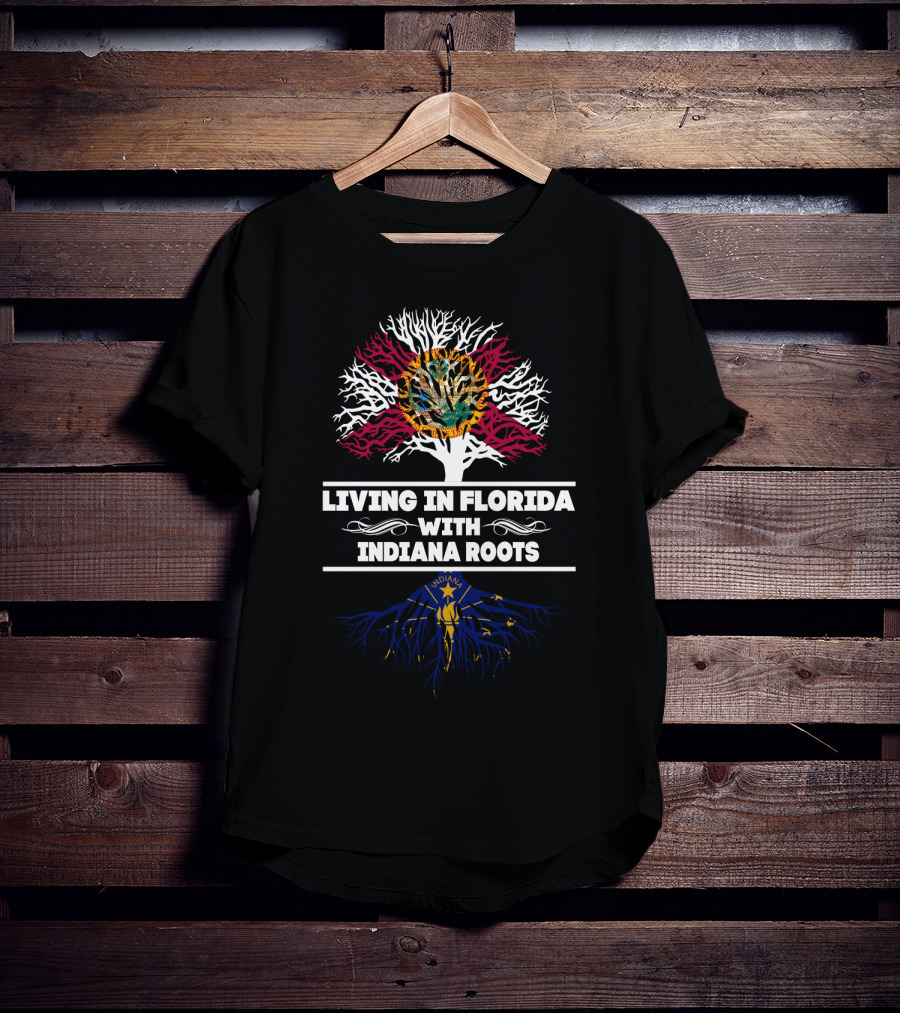 Florida And Indiana Themed Living With State Symbolic Tree T-Shirt