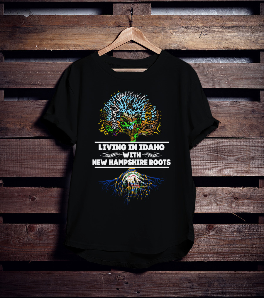 Living In Idaho With New Hampshire Roots Tree And State Seal T-Shirt