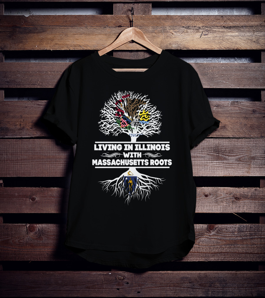 Illinois Pride Meets Massachusetts Heritage With State Emblems In Tree T-Shirt