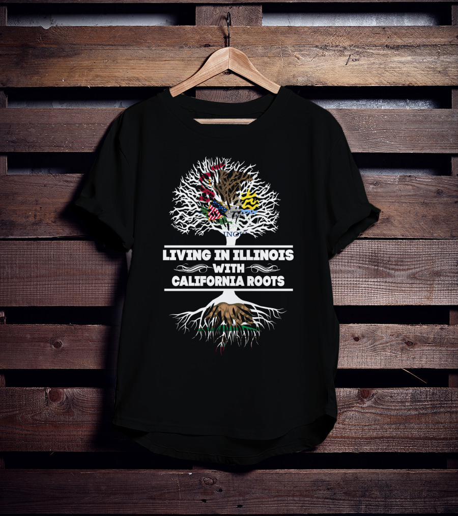 Illinois Pride California Heritage: Tree Graphic With State Flags T-Shirt