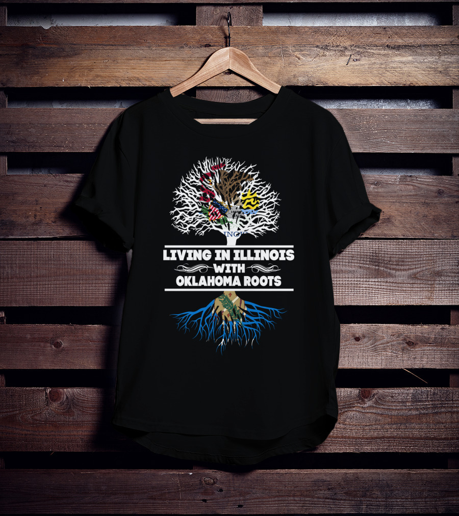 Illinois Pride With Deep Oklahoma Heritage Tree T-Shirt