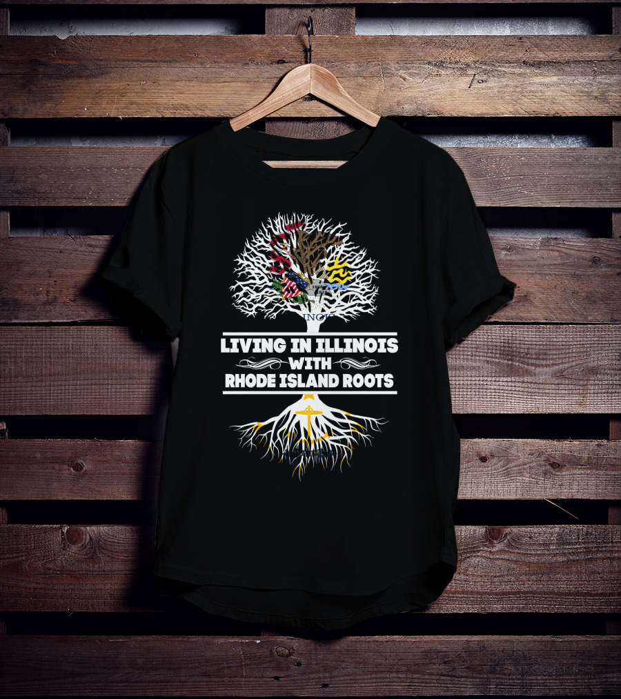 Illinois Pride Meets Rhode Island Heritage: Celebrating Roots With State Flag Iconography T-Shirt