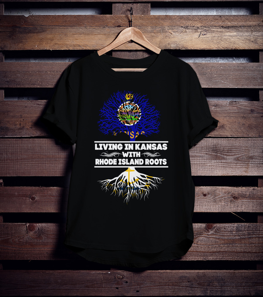 Living In Kansas With Rhode Island Roots Kansas State Seal Tree T-Shirt