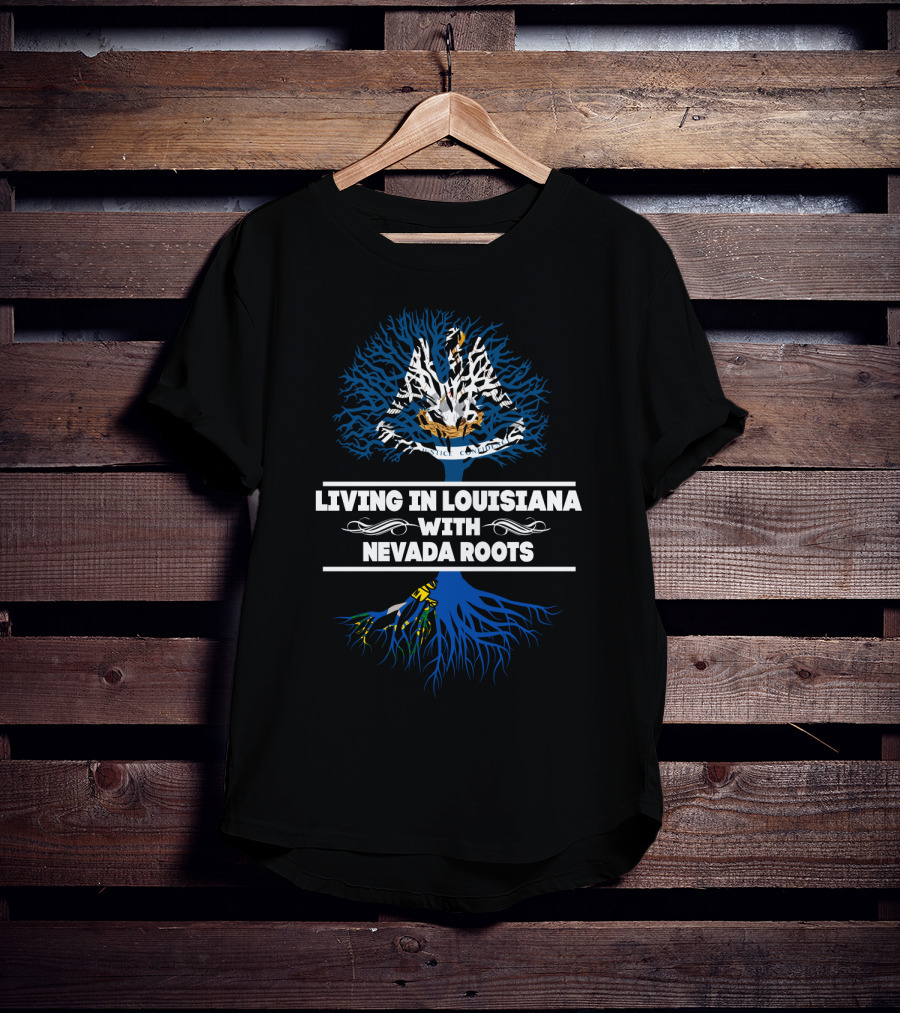 Living In Louisiana Embracing Nevada Roots With Pelican And Tree Symbolism T-Shirt