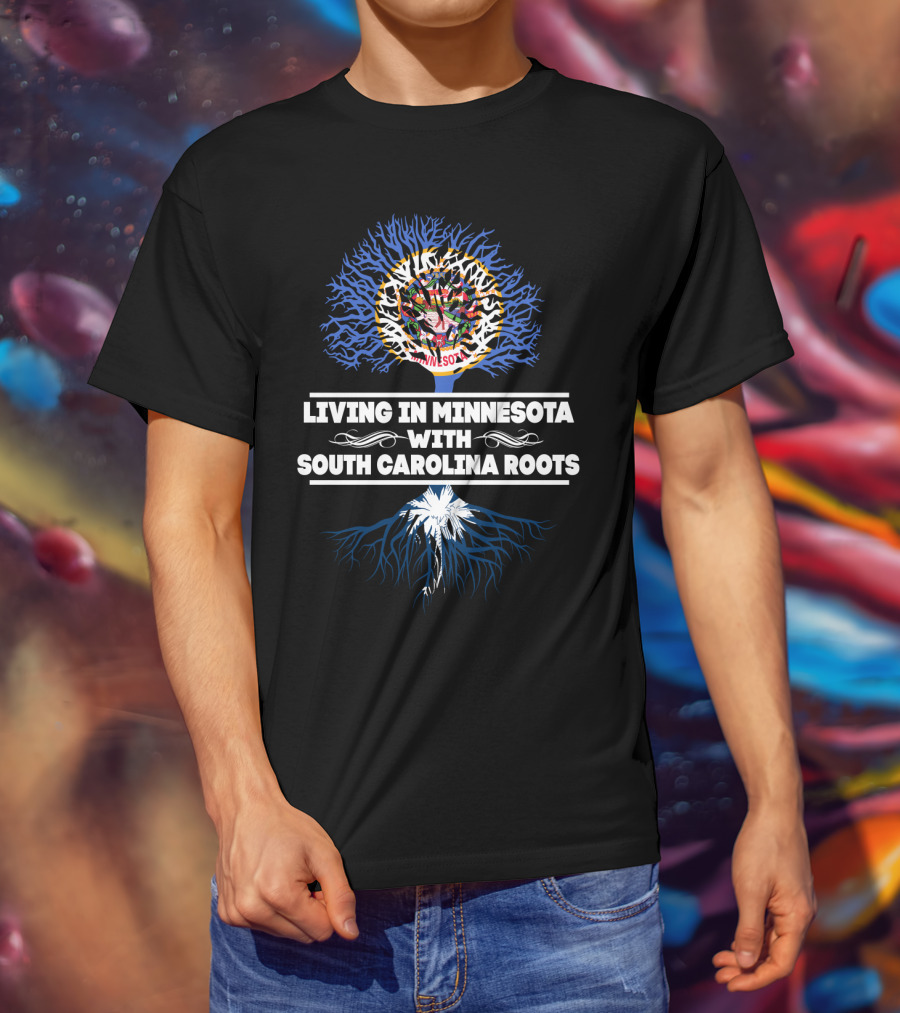 Minnesota Pride And South Carolina Heritage With Vibrant Roots Symbolism T-Shirt