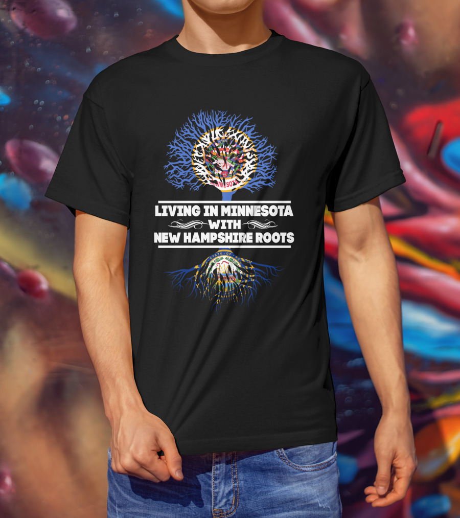 Minnesota Pride With New Hampshire Heritage State Seals And Tree Roots T-Shirt