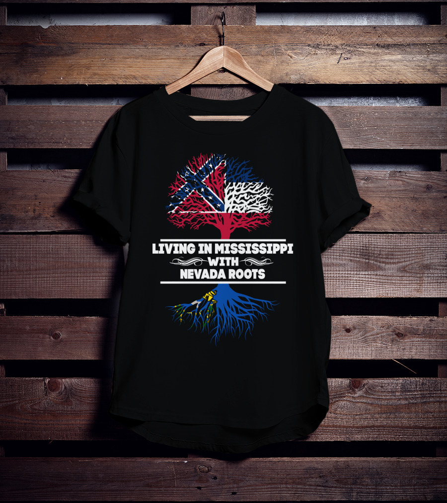Mississippi State Flag Tree Graphic With Nevada Roots Symbolism T-Shirt