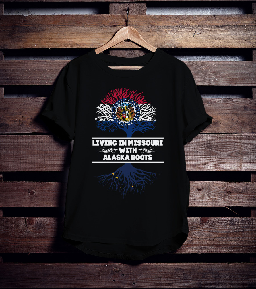 Missouri State Flag Tree With Alaska Roots Connection T-Shirt