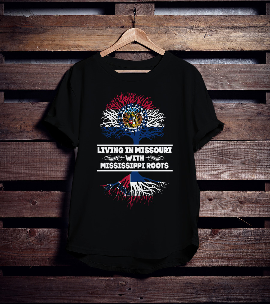 Missouri Heritage With Mississippi Roots Tree Design Featuring State Flags Iconography T-Shirt