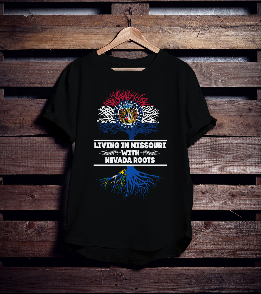 Missouri Flag Tree With Nevada Roots Symbolizing Dual State Pride T-Shirt