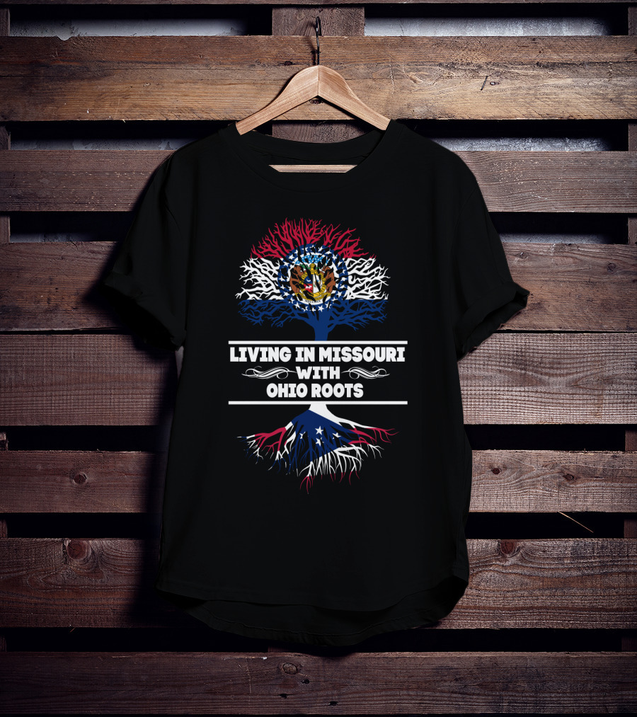Missouri Pride With Ohio Heritage Symbolized By State Flag Tree Roots T-Shirt