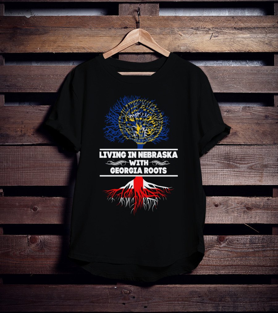 Living In Nebraska With Georgia Roots Nebraska State Seal Tree T-Shirt