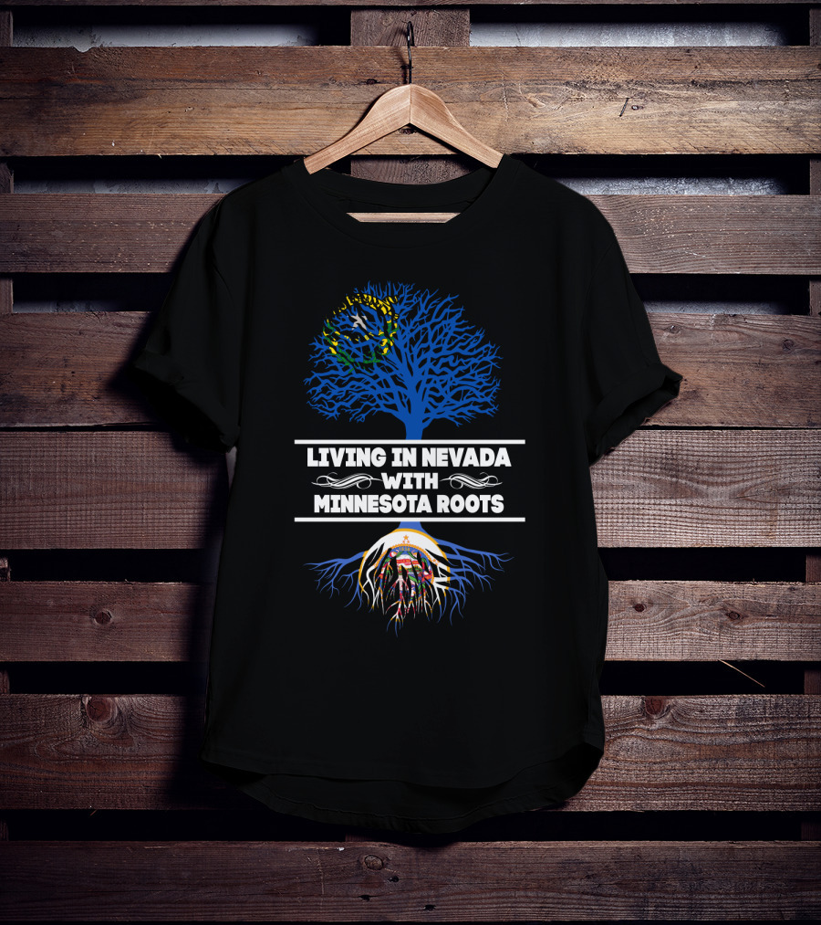 Nevada Residency With Deep Minnesota Heritage Showcased In Tree And Roots T-Shirt