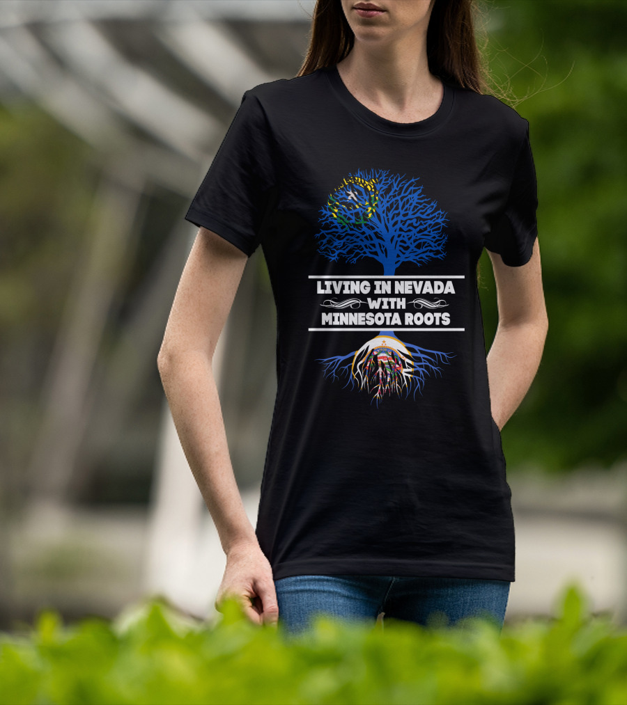 Nevada Residency With Deep Minnesota Heritage Showcased In Tree And Roots T-Shirt