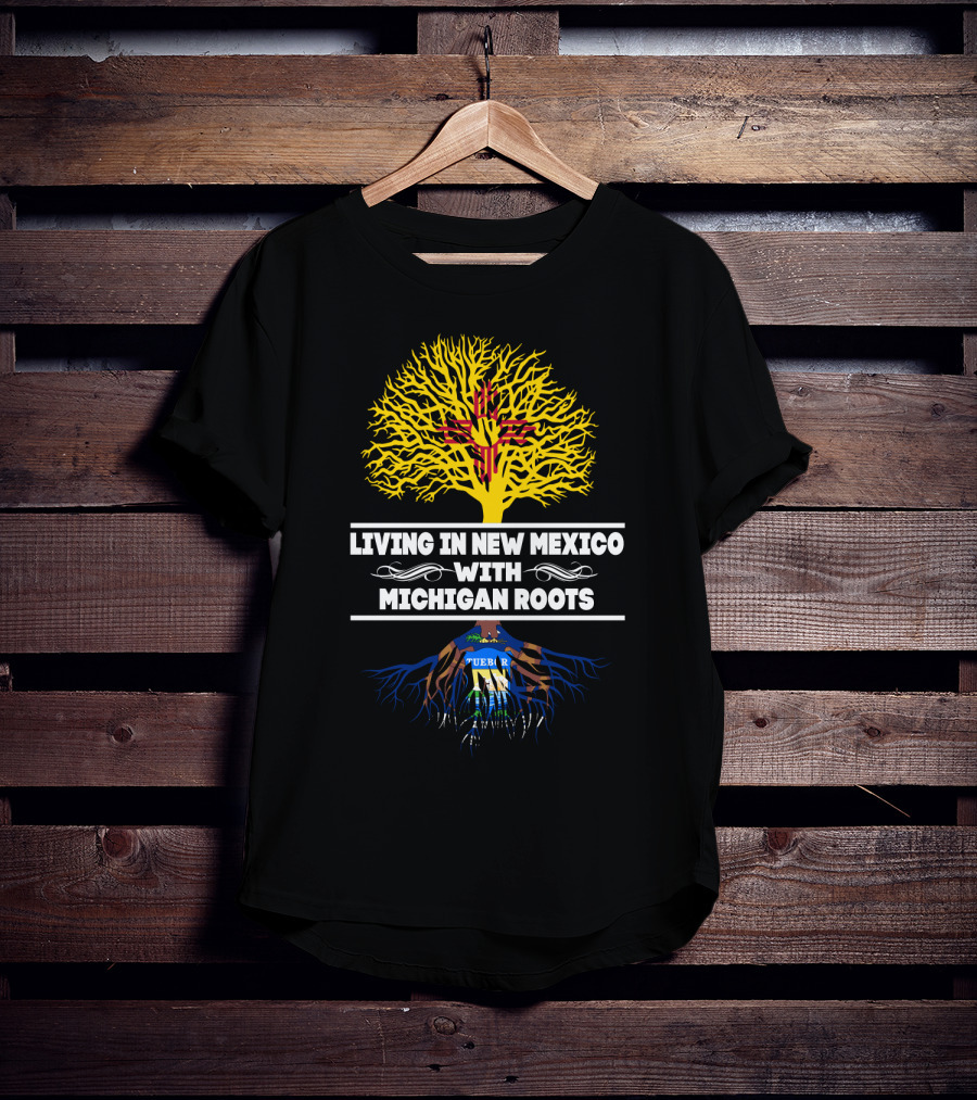 Zia Symbol Tree Living In New Mexico With Michigan Roots T-Shirt