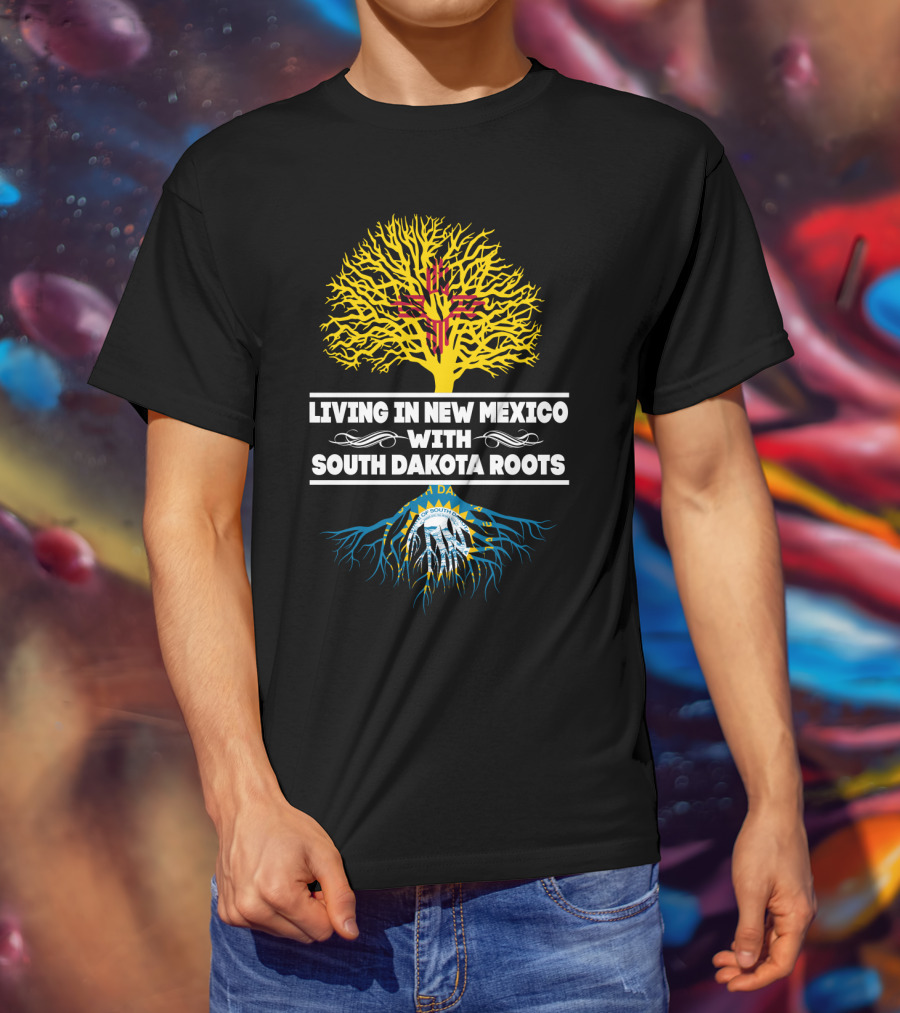 Living In New Mexico With South Dakota Roots Zia Symbol And State Seal Tree T-Shirt