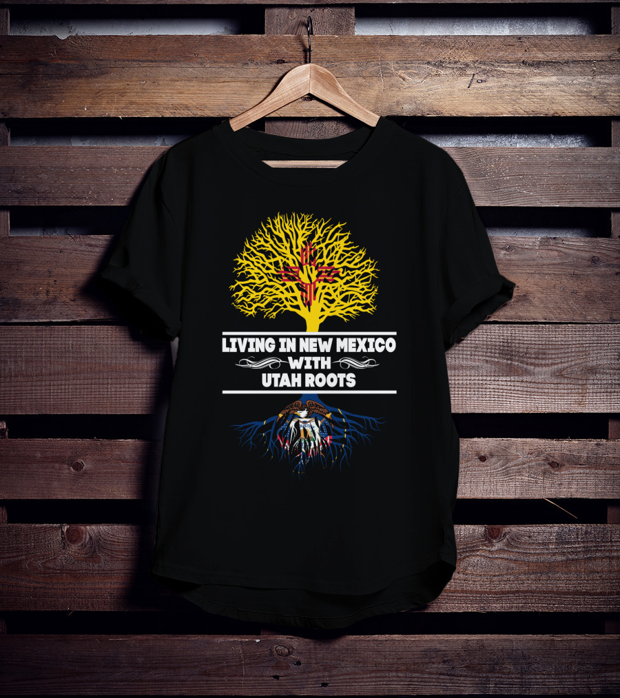 Living In New Mexico With Utah Roots Zia Symbol And Utah State Seal Tree T-Shirt