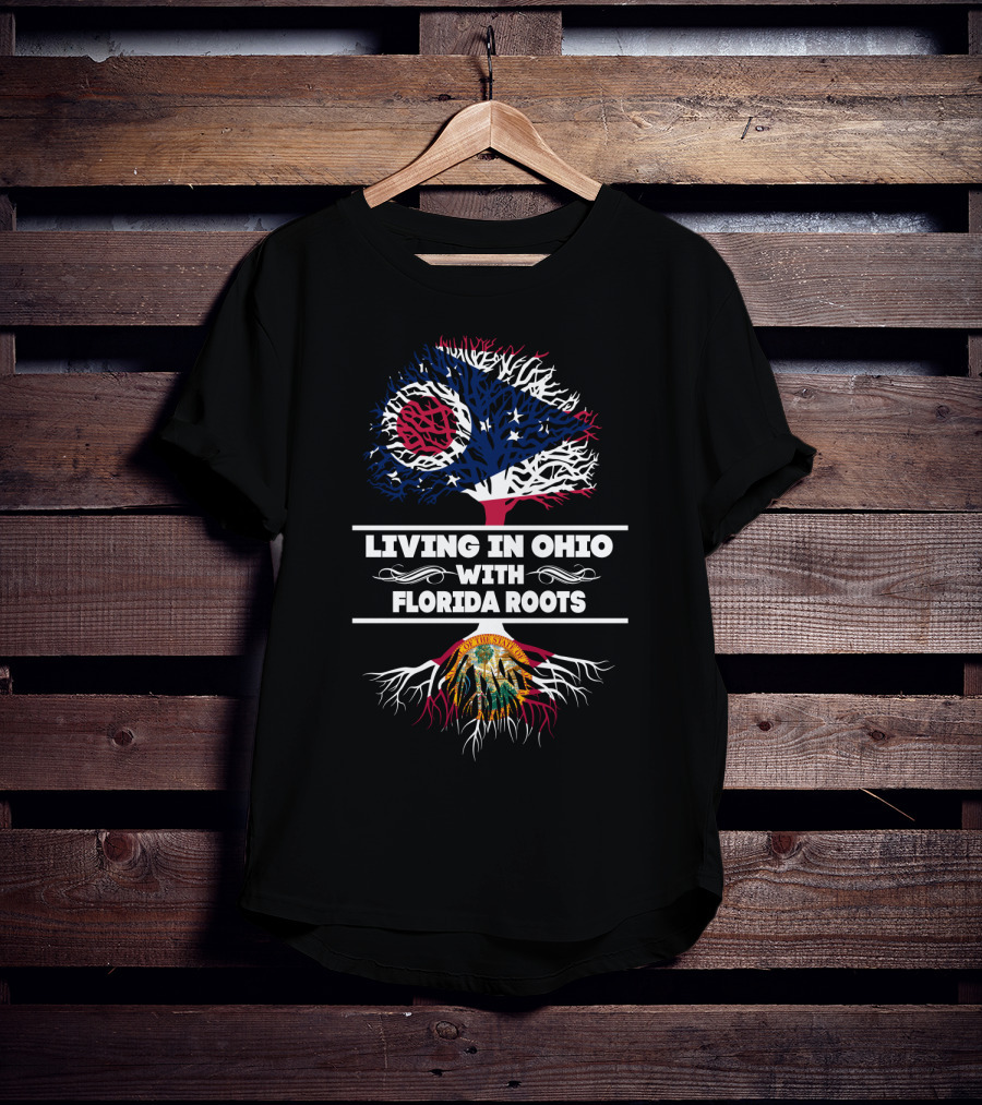 Ohio State Flag Tree With Embedded Florida State Seal: Dual Heritage Connection T-Shirt