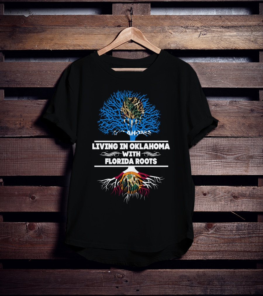 Living In Oklahoma With Florida Roots Camouflage And Flag-Inspired Tree T-Shirt