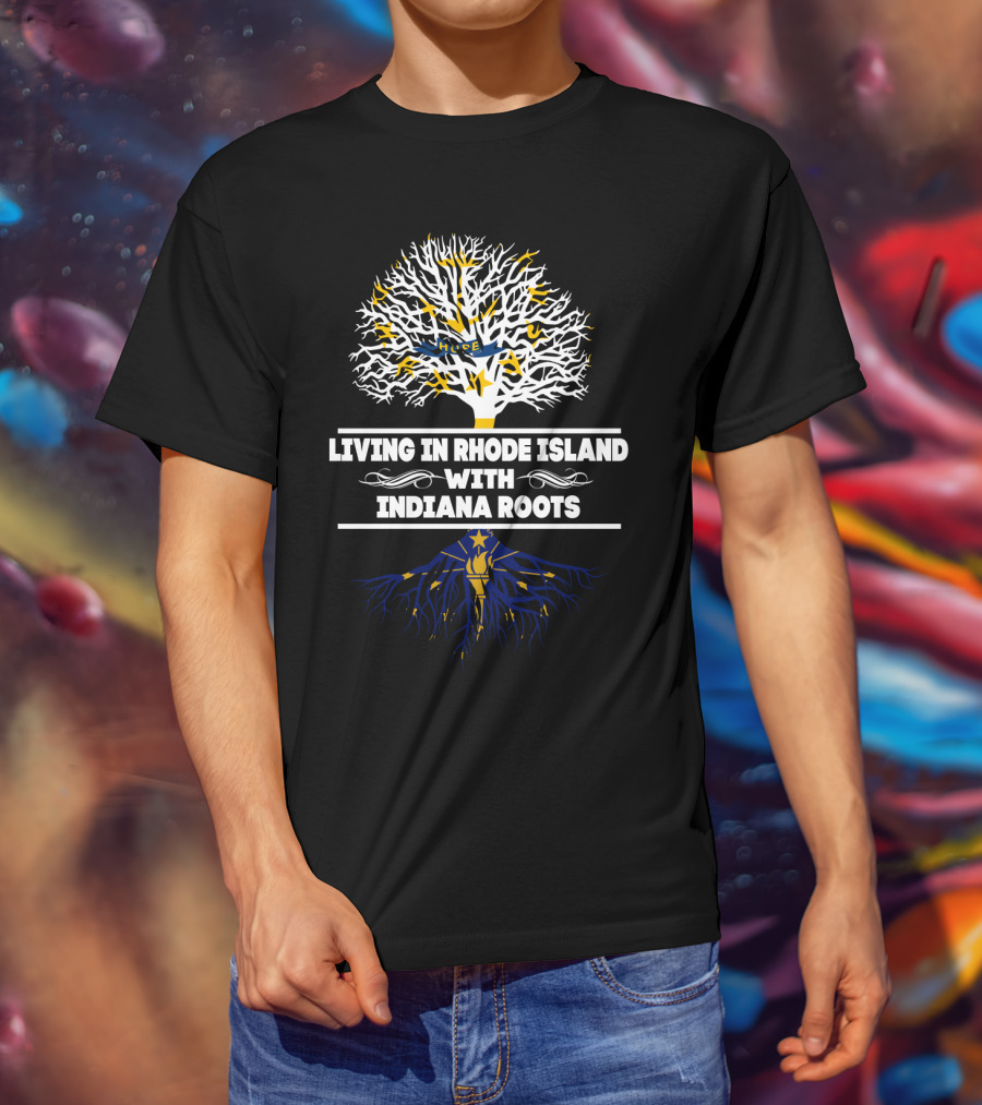 Living In Rhode Island With Indiana Roots Symbolic Tree T-Shirt
