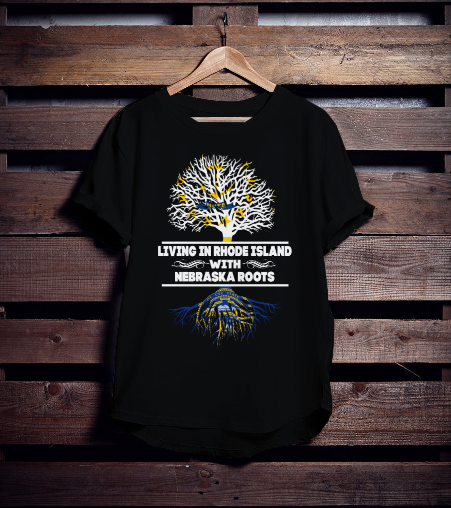 Rhode Island Resident With Deep Nebraska Roots And State Seal Tree T-Shirt