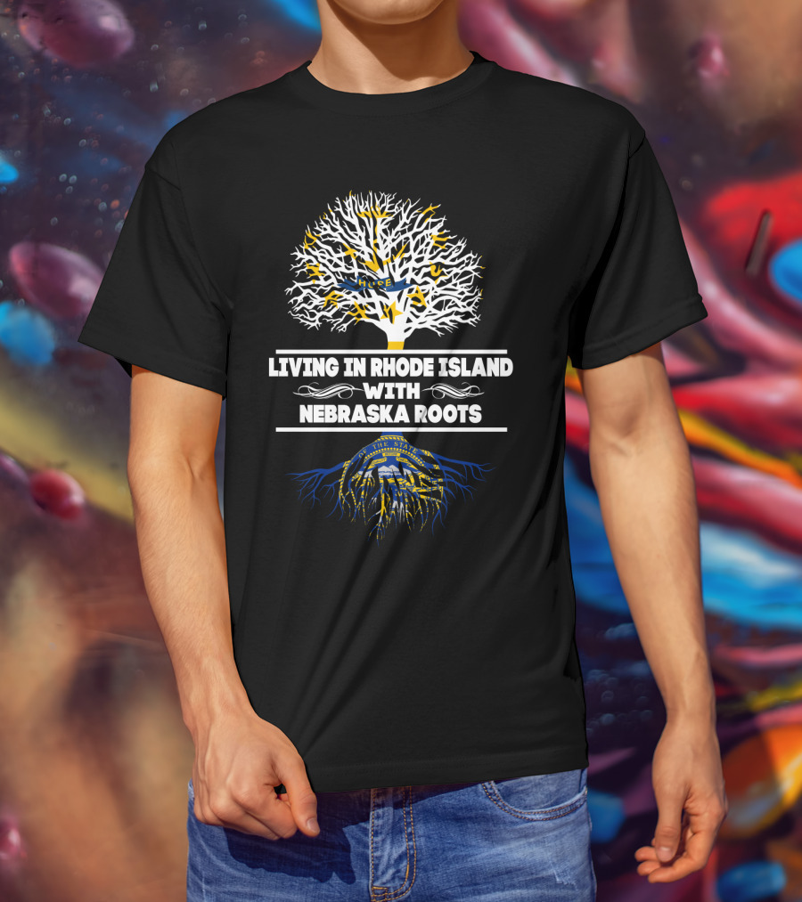 Rhode Island Resident With Deep Nebraska Roots And State Seal Tree T-Shirt