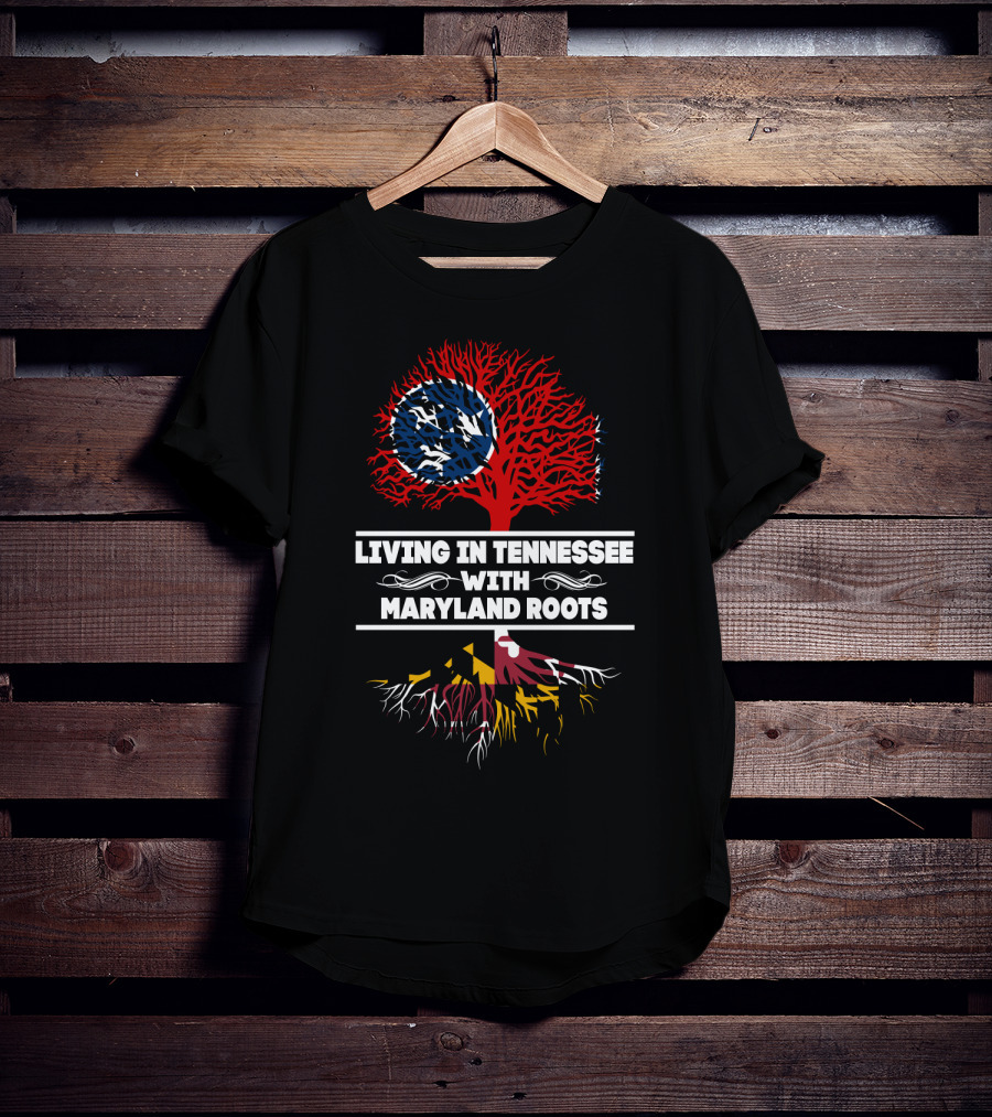 Tennessee Heritage With Maryland Roots Featuring State Flags And Tree T-Shirt