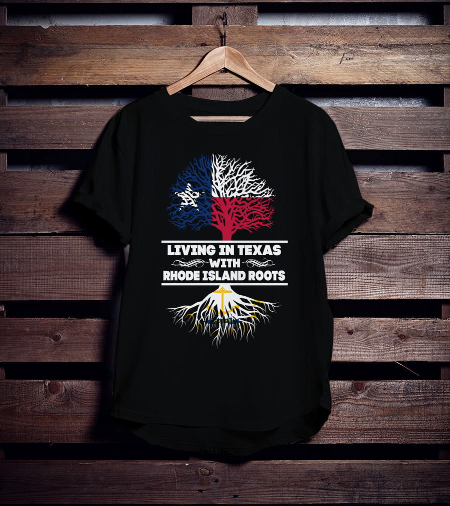 Texas And Rhode Island Heritage: Lone Star And Ocean State Tree Roots T-Shirt