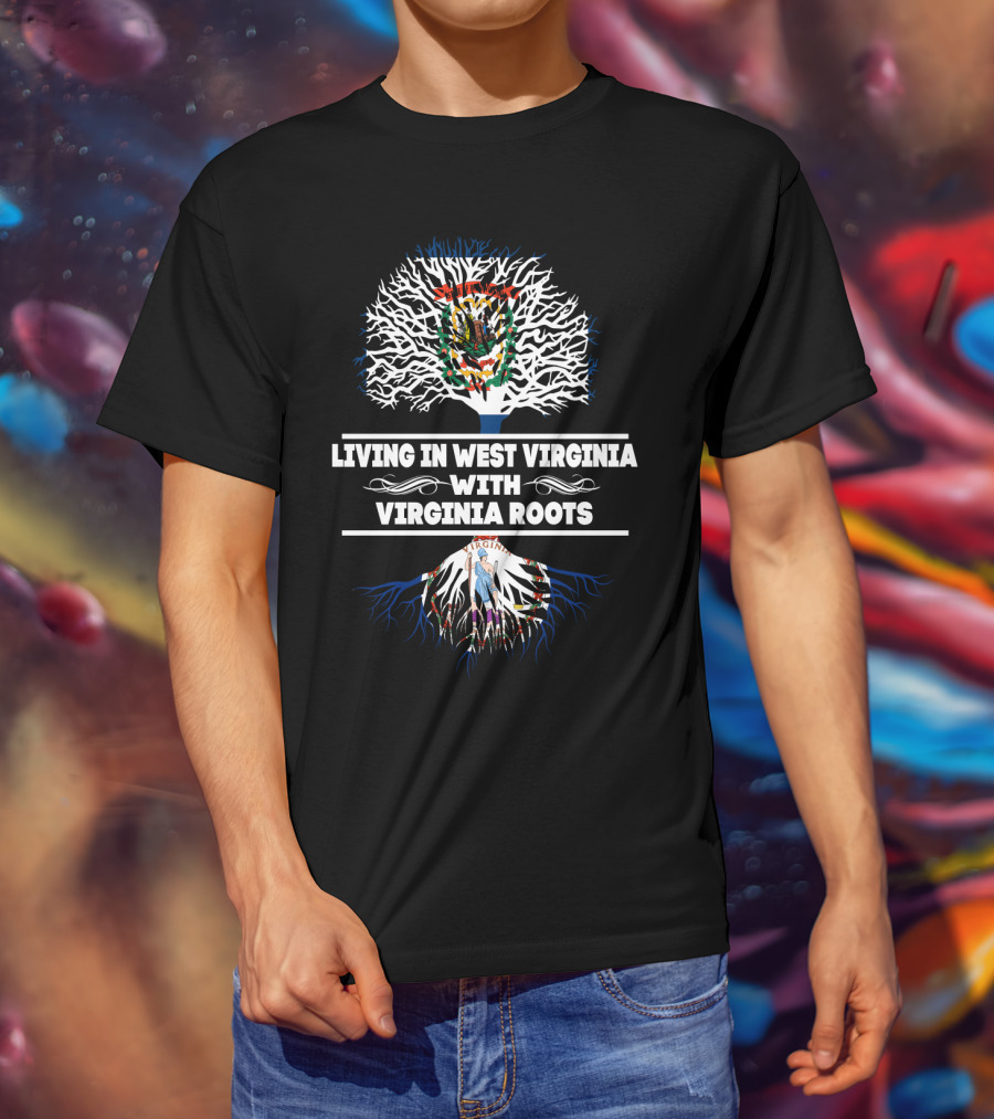 West Virginia Heritage With Virginia Roots Tree T-Shirt