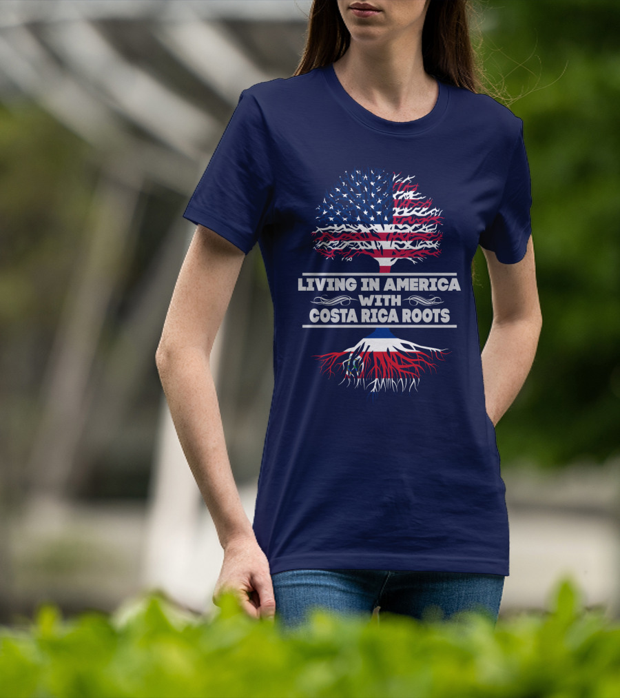 Living In America With Costa Rica Roots Patriotic Tree T-Shirt
