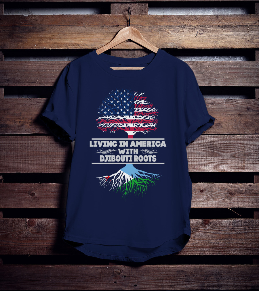 Living IN America With Djibouti Roots USA Flag Tree T-Shirt