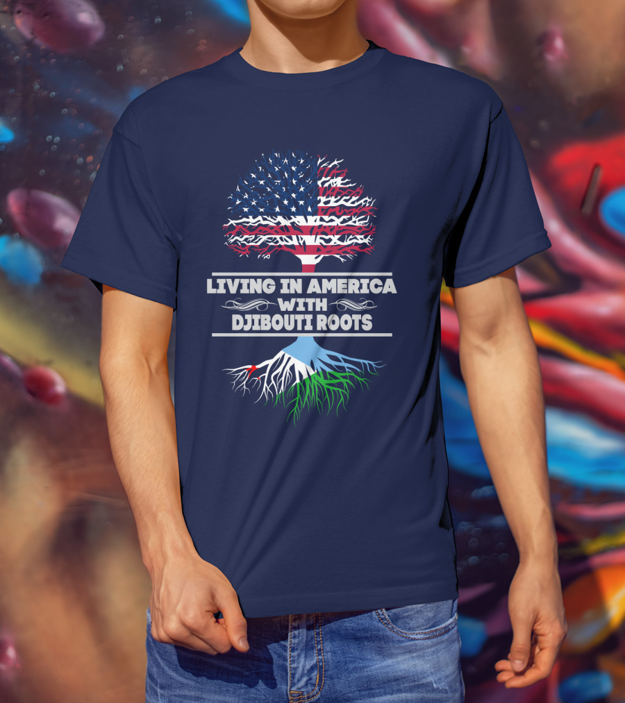 Living IN America With Djibouti Roots USA Flag Tree T-Shirt