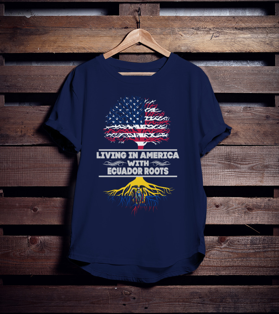 Living IN America With Ecuador Roots USA Flag Tree T-Shirt