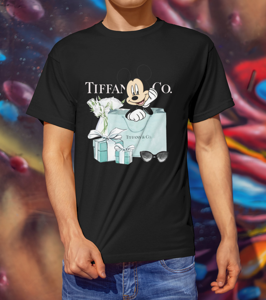 Tiffany And Co Mickey Mouse With Gift Boxes And Flowers T-Shirt