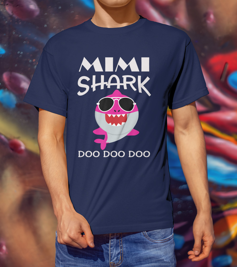 Mimi Shark Doo Doo Doo Sunglasses Fun Pink Shark T-Shirt